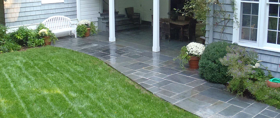A new paver patio designed and installed by our team of certified professional contractors in Atlanta, GA.