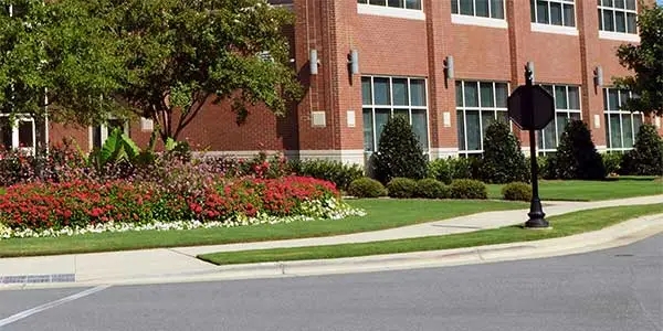 Commercial property with well maintained landscaping in Atlanta.