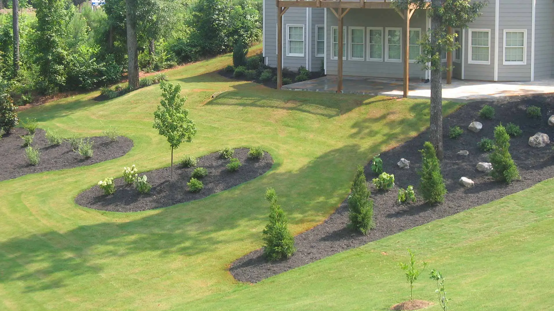 Recently landscaped home property in Marietta, GA.