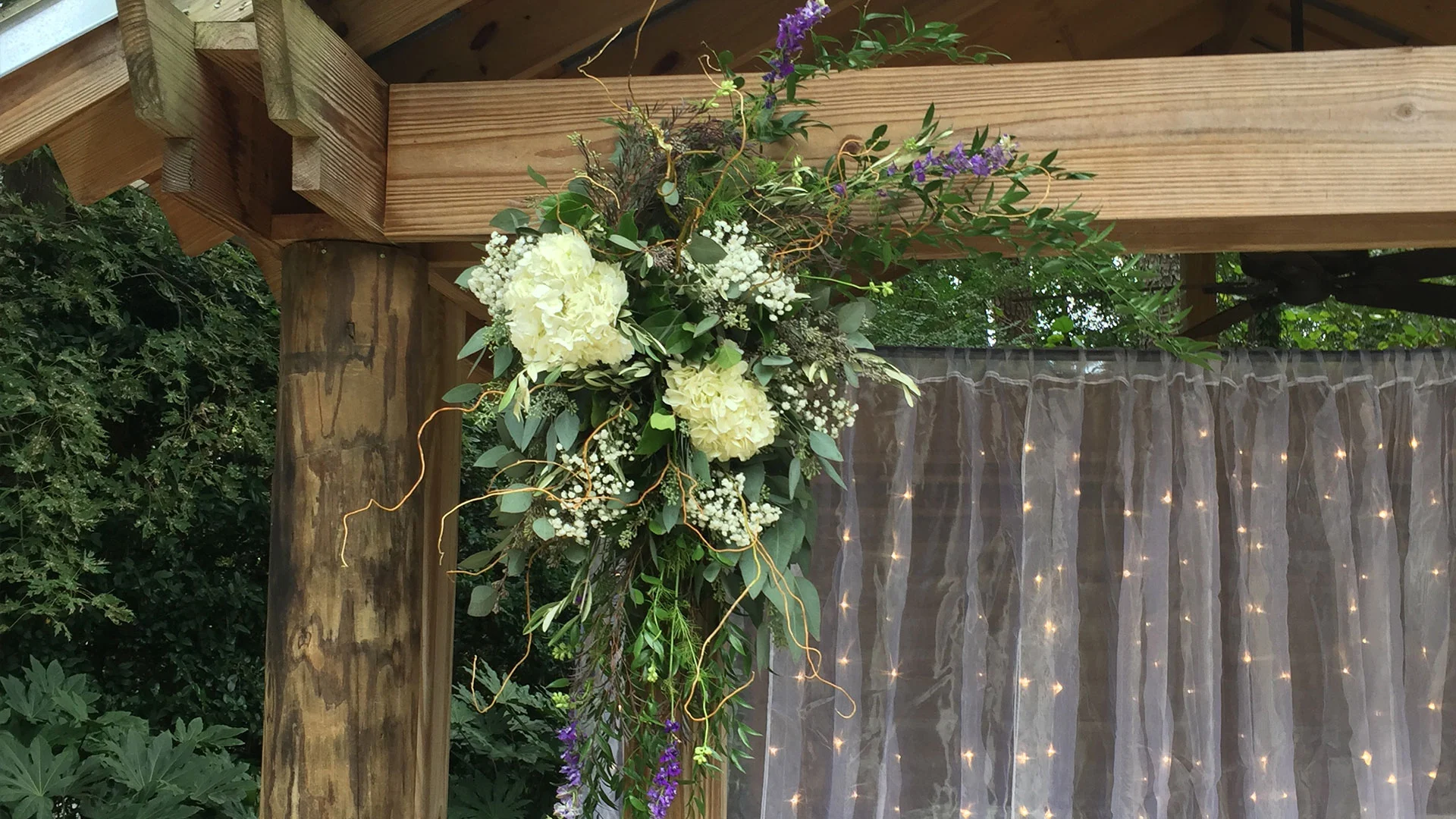 Wedding decorating with custom flower arrangements.