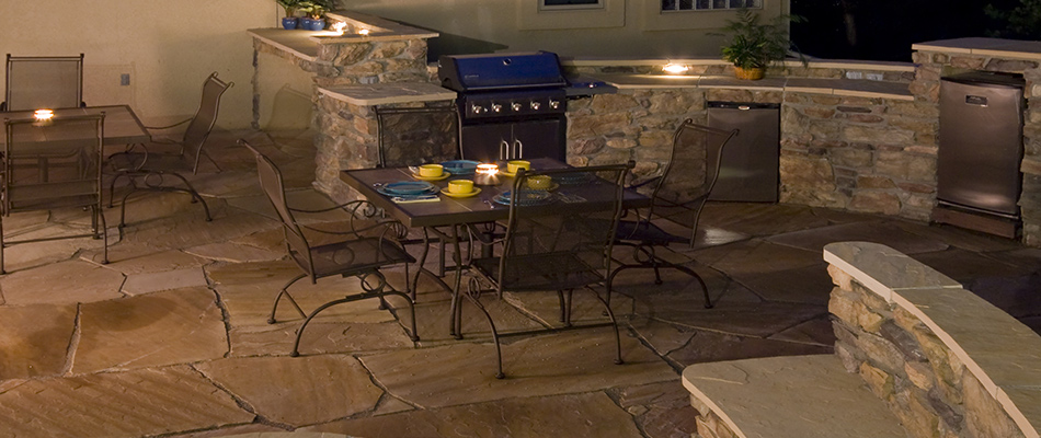 A patio with lights installed intentionally for the best night time patio environment.