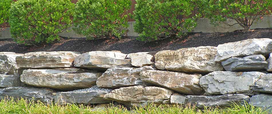 Natural stone retaining wall in Buckhead, GA.
