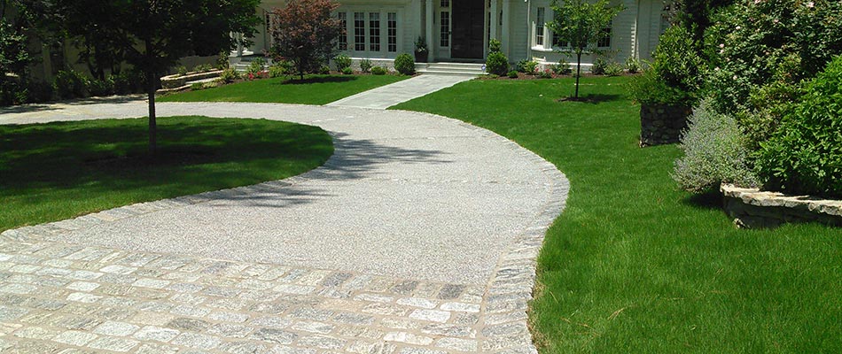 A large front lawn and driveway in Midtown Atlanta, GA.