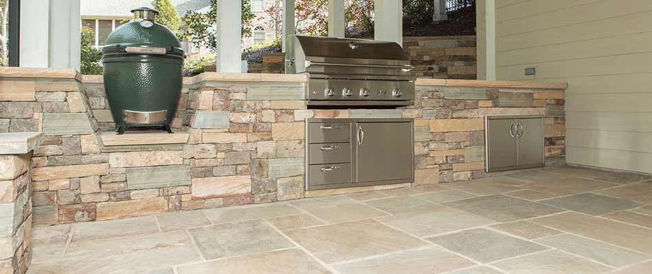 Custom outdoor kitchen at a home in Fulton County, GA.