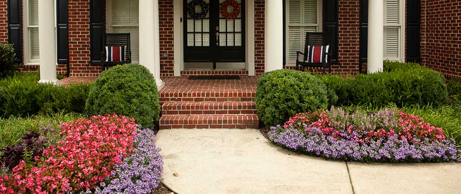 Seasonal flowers planted in landscapes beds at a home in Fulton County, GA.