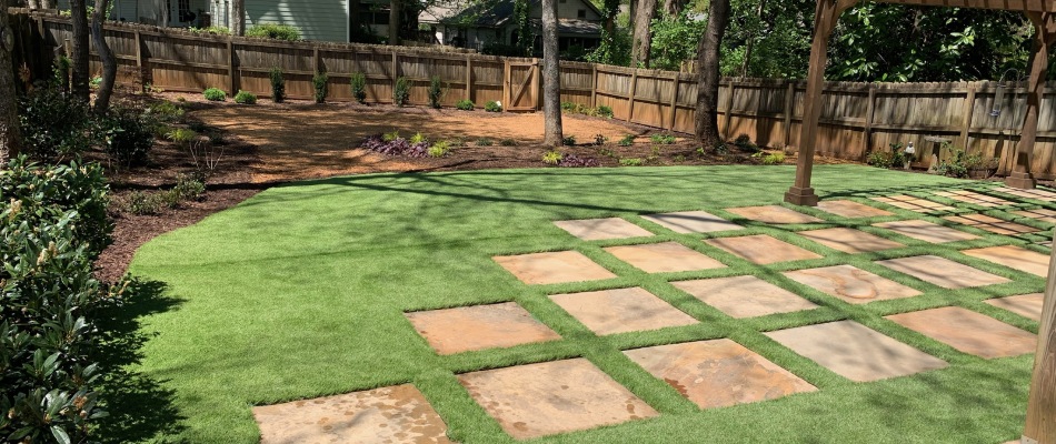 Artificial turf installed for backyard in Buckhead, GA.