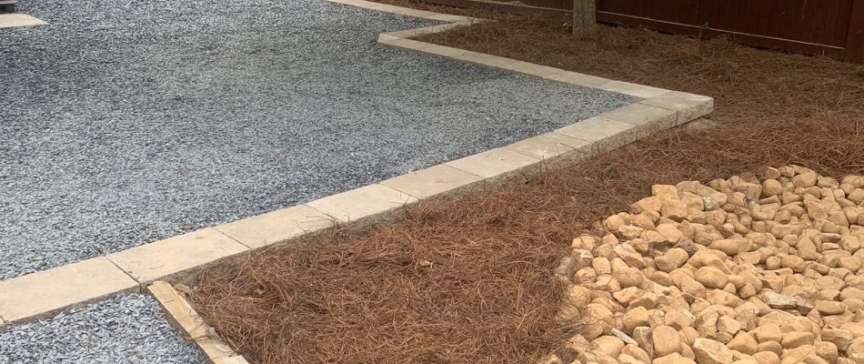 Mulch and rock installed for property in Roswell, GA.