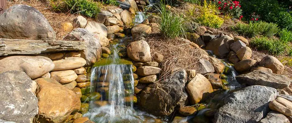 Landscape waterfall feature installed in Smyrna, GA.
